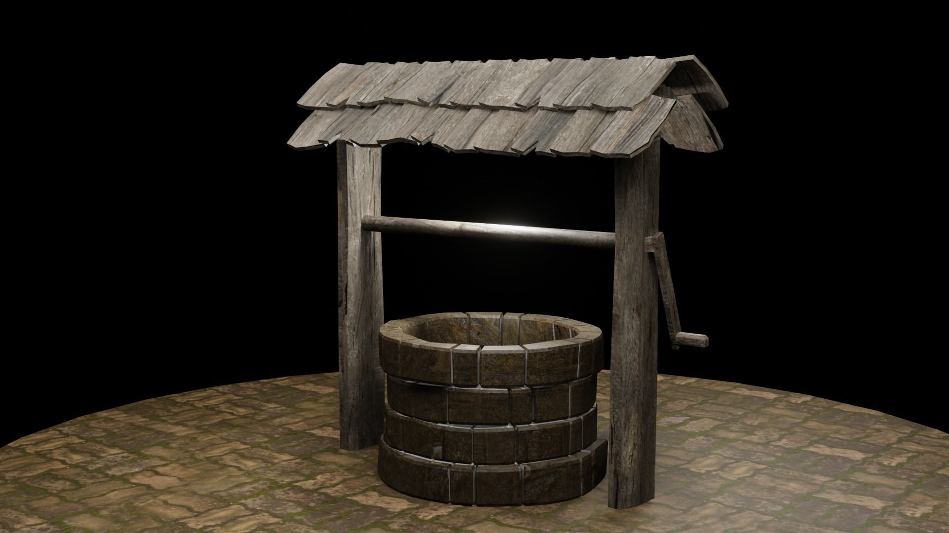 A well with a wood roof Low-poly 3D model_14