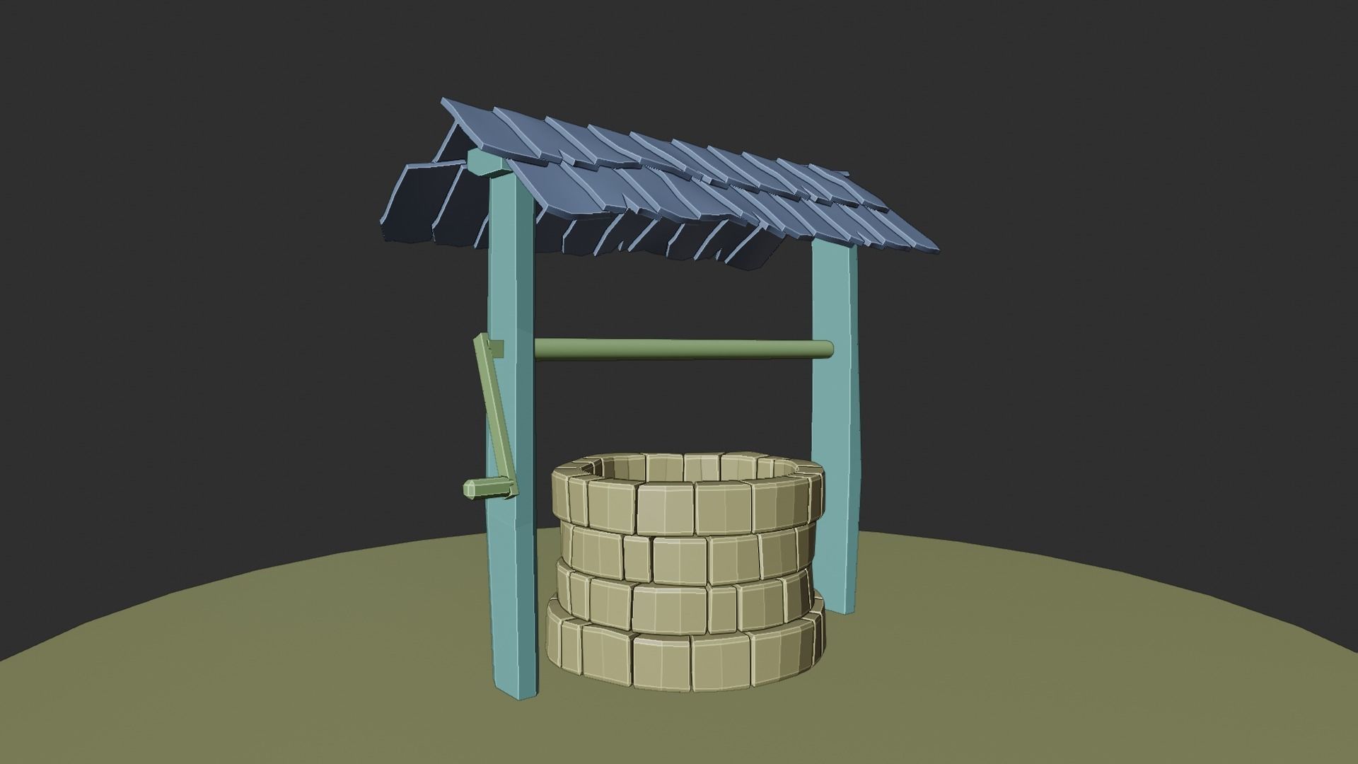 A well with a wood roof Low-poly 3D model_4
