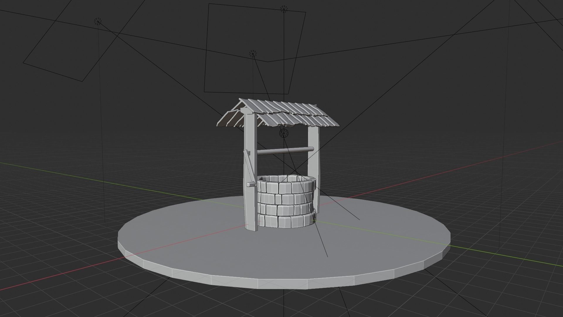A well with a wood roof Low-poly 3D model_8