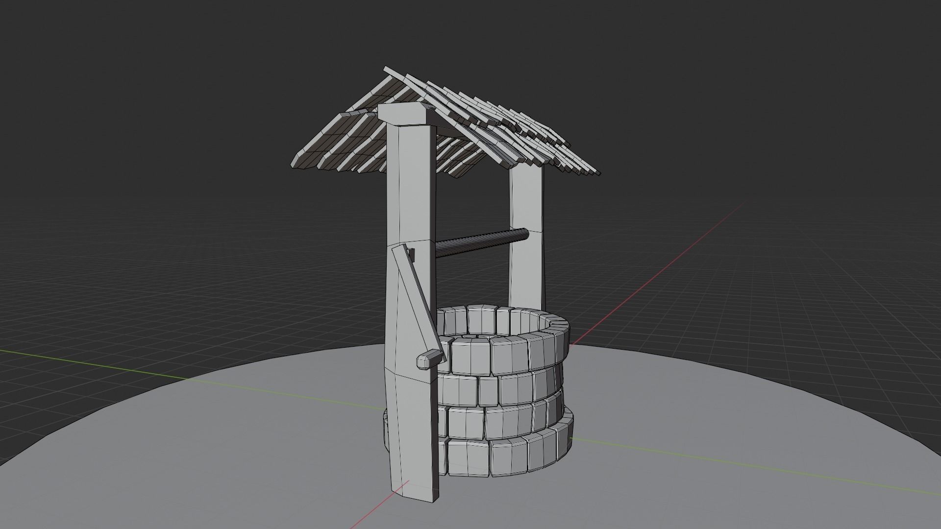 A well with a wood roof Low-poly 3D model_7
