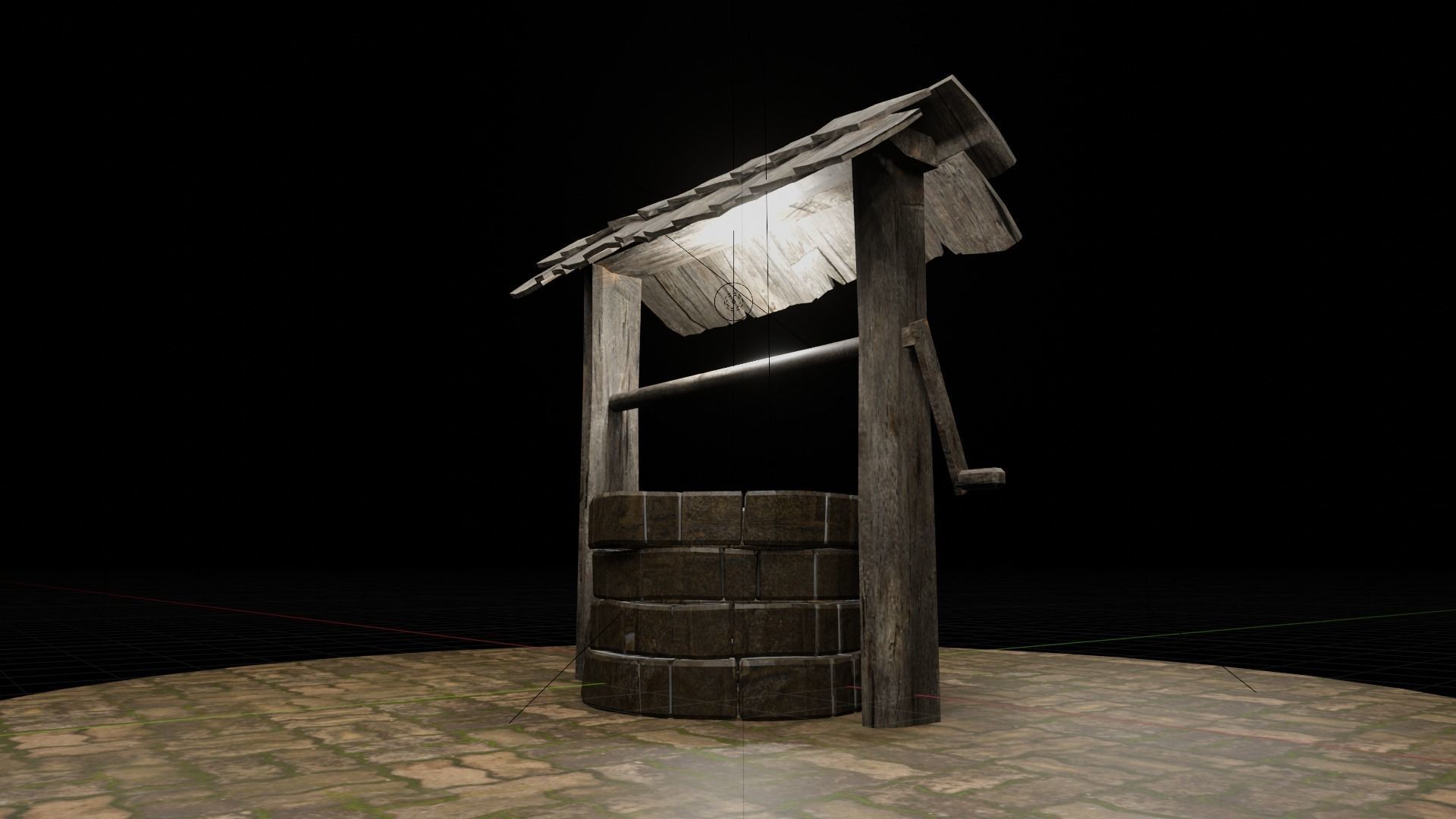 A well with a wood roof Low-poly 3D model_3