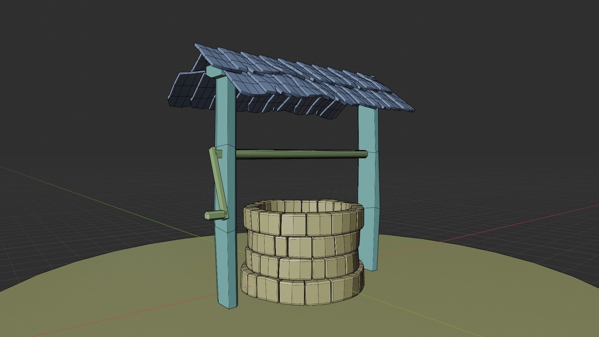 A well with a wood roof Low-poly 3D model_5