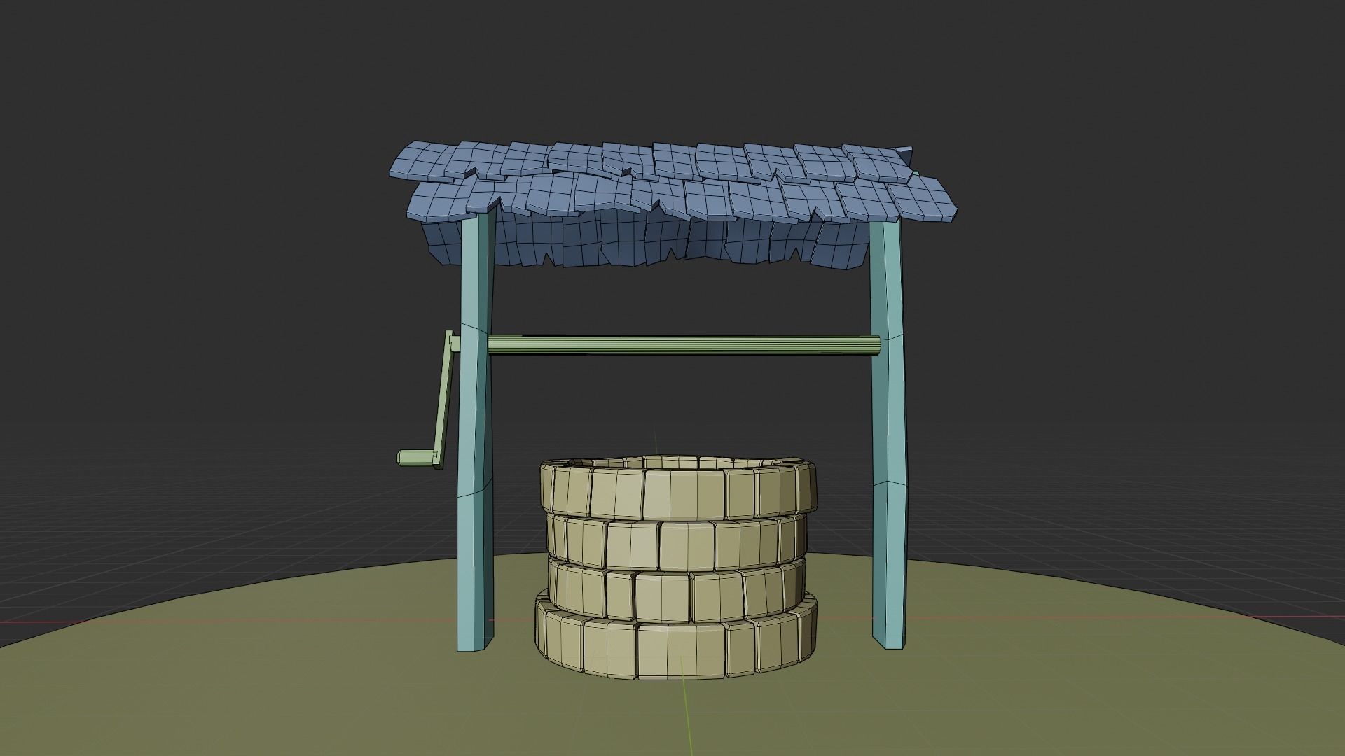 A well with a wood roof Low-poly 3D model_6