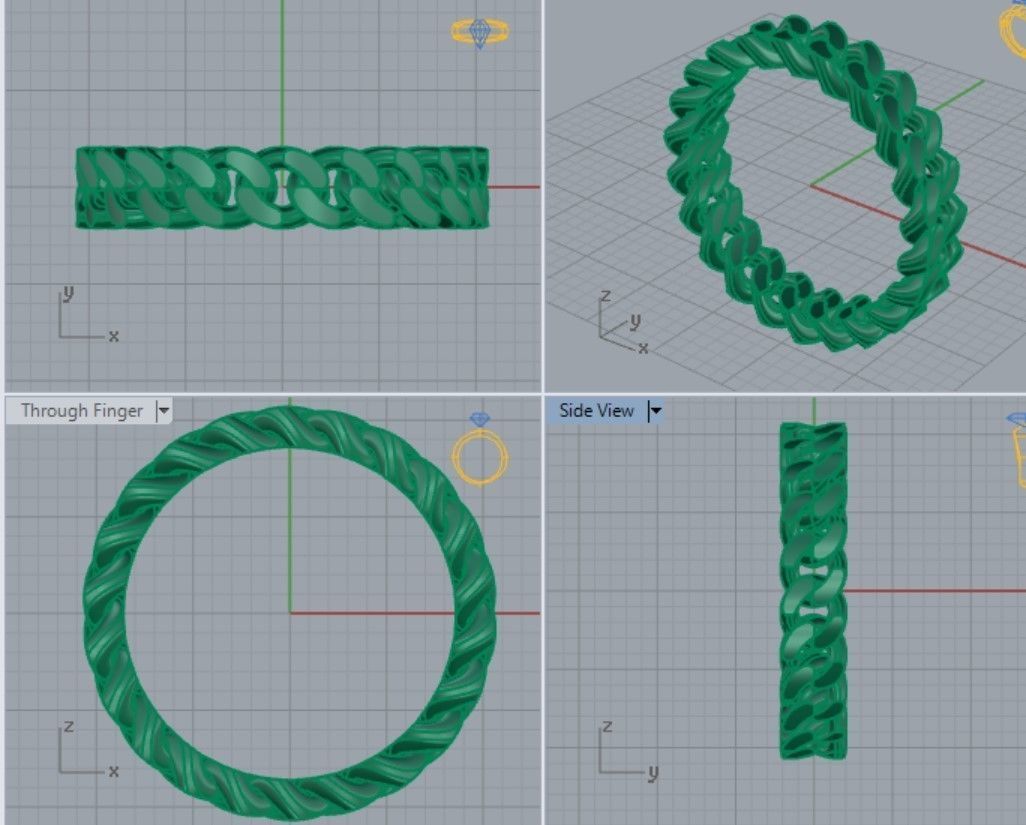 Cuban 4mm ring  3D print model_4
