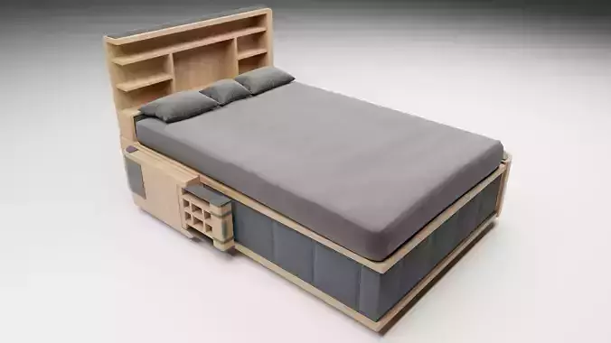 Unique Bed Rigged Game-ready Low-poly 3D model