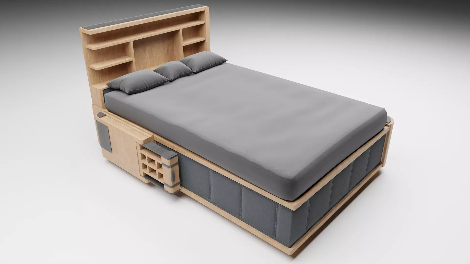Unique Bed Rigged Game-ready Low-poly 3D model_0