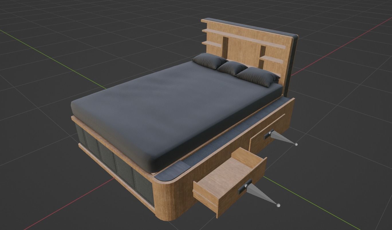 Unique Bed Rigged Game-ready Low-poly 3D model_6
