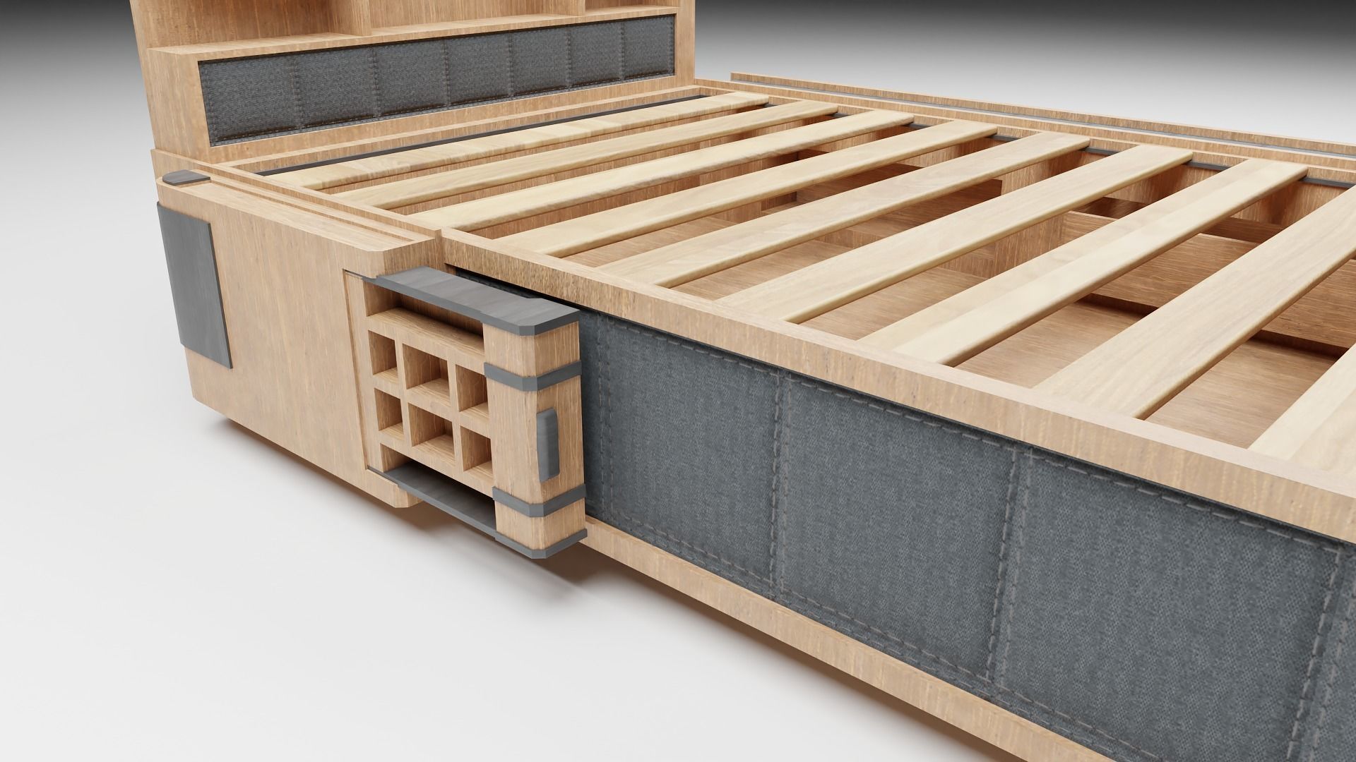 Unique Bed Rigged Game-ready Low-poly 3D model_3