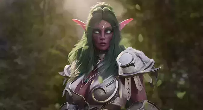  Tyrande night elf - Game Ready Low-poly 3D model