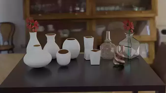 Decorative vases with basic flowers