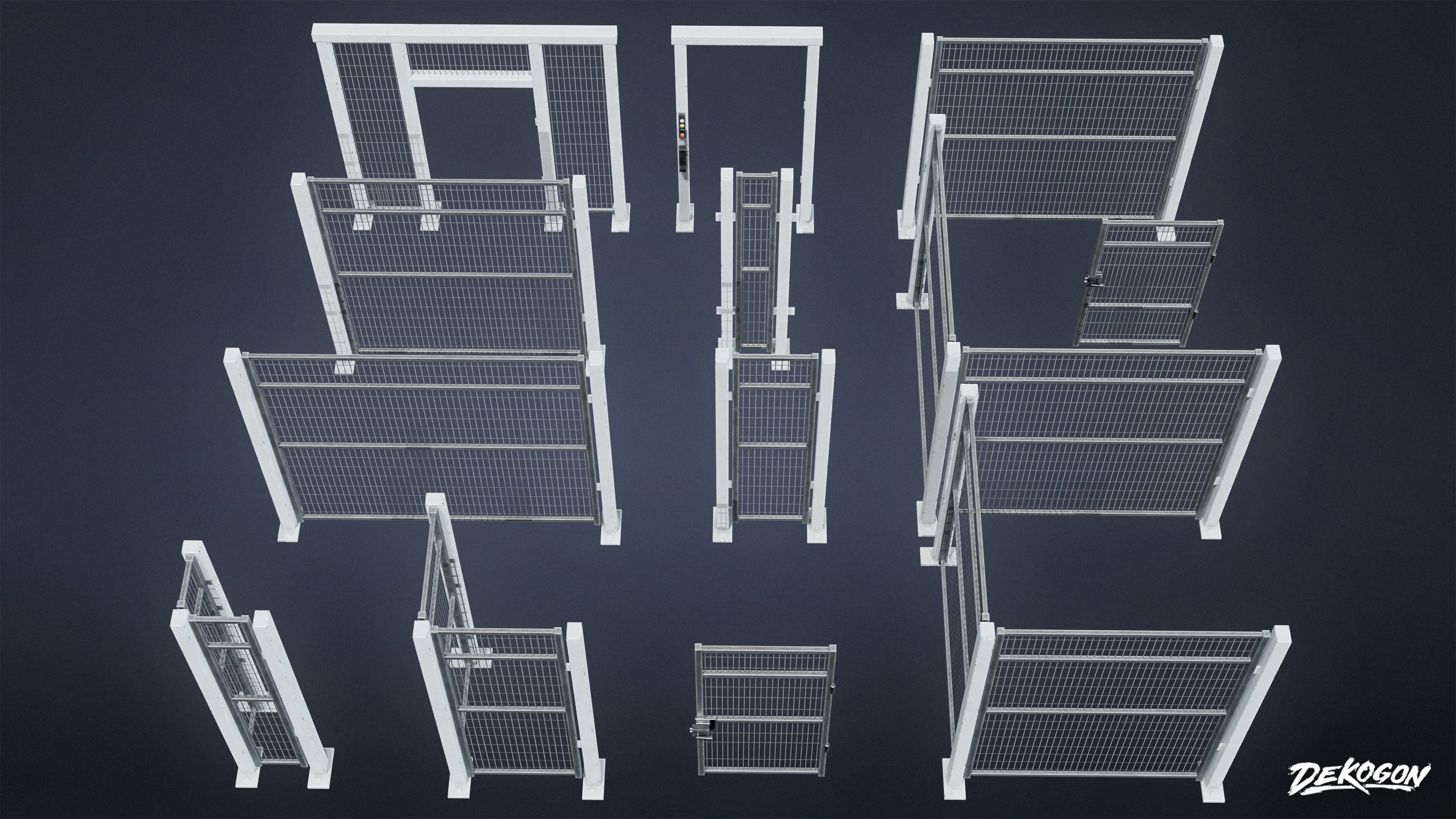 INDUSTRIAL - Fence Set 01 - LOW POLY Low-poly 3D model_3