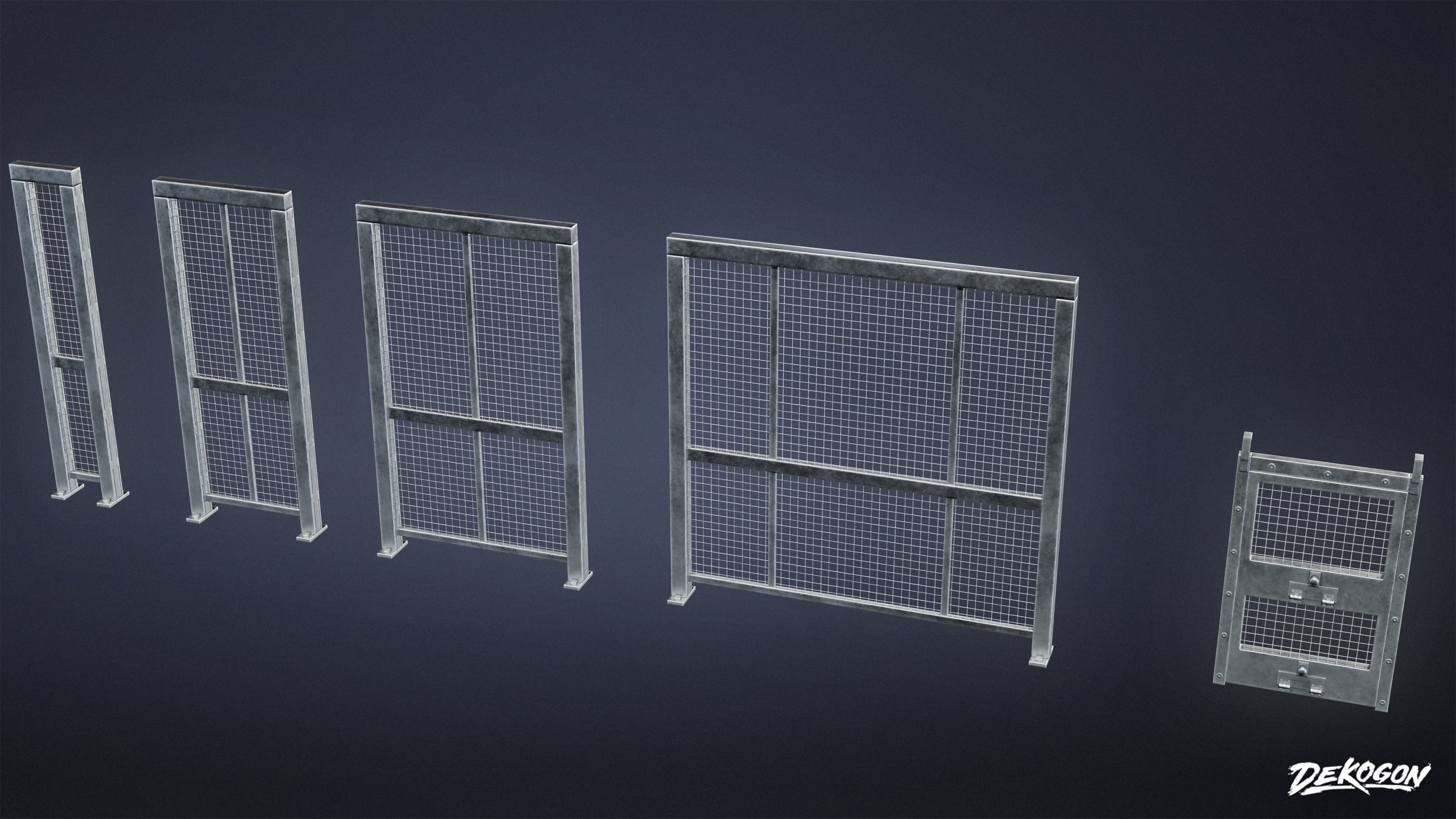 INDUSTRIAL - Fence Set 01 - LOW POLY Low-poly 3D model_14