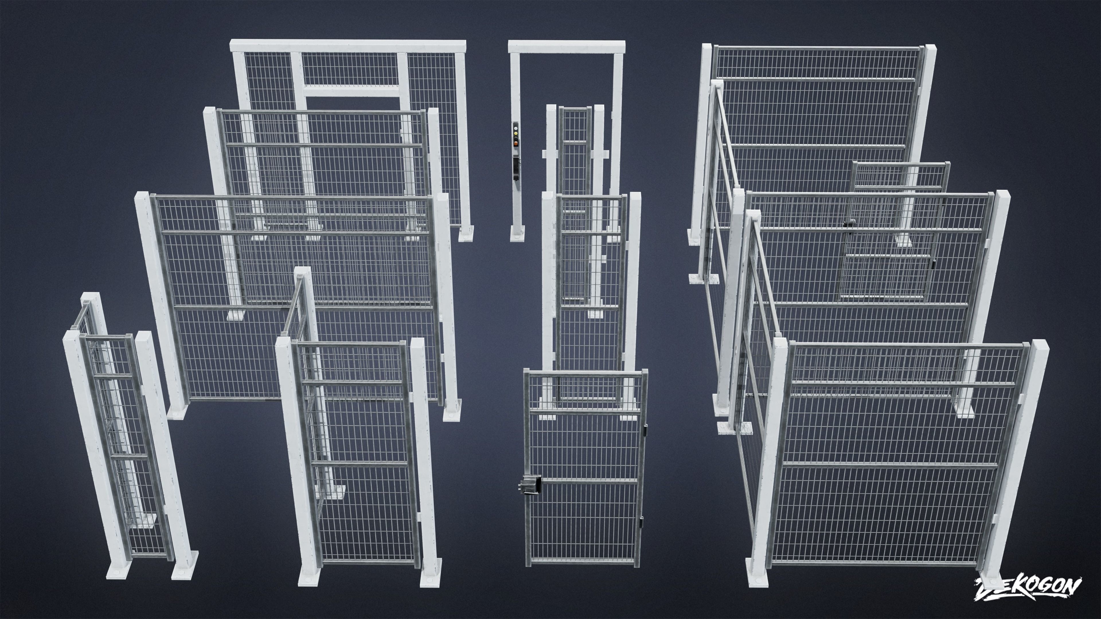 INDUSTRIAL - Fence Set 01 - LOW POLY Low-poly 3D model_2