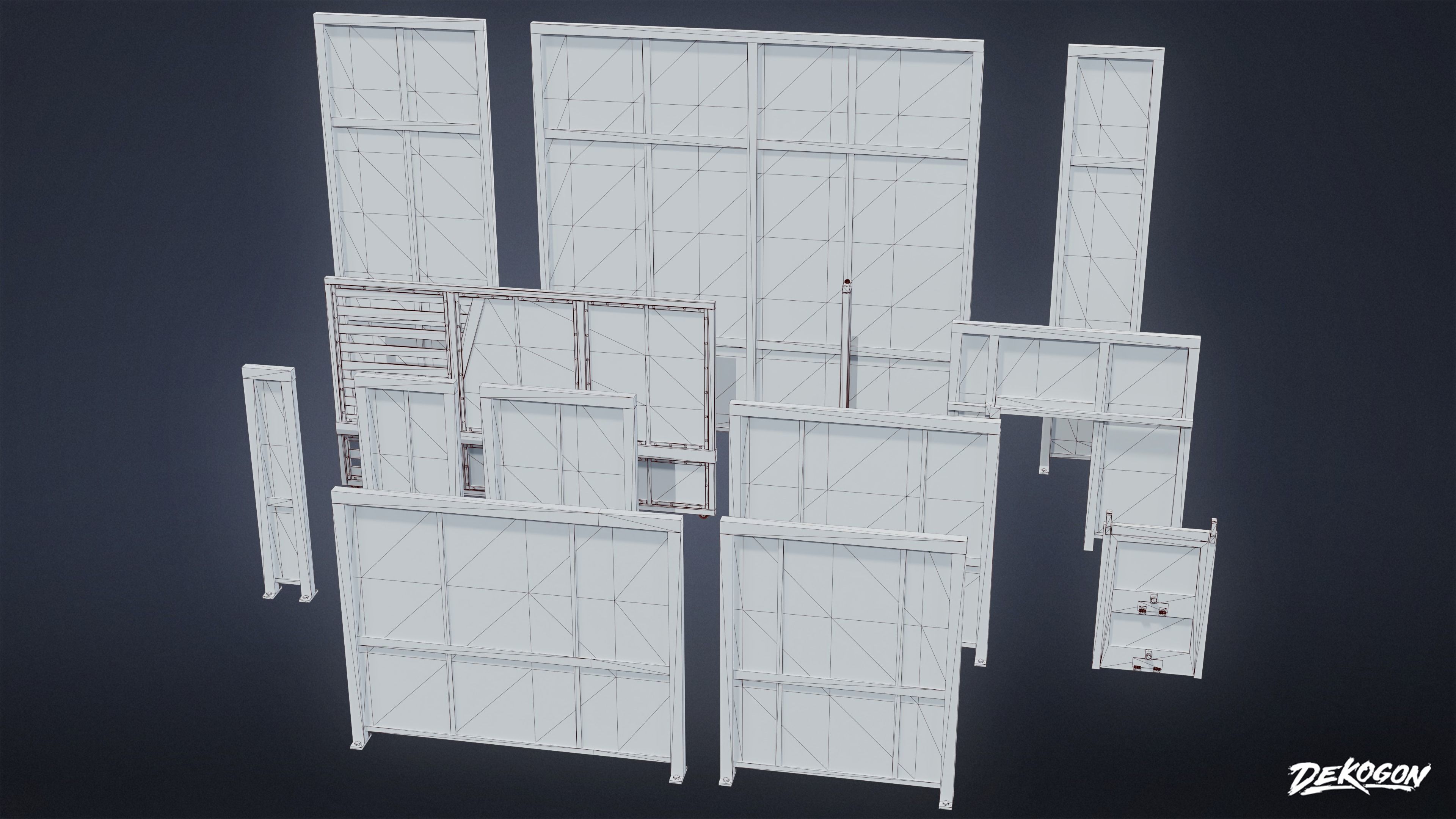 INDUSTRIAL - Fence Set 01 - LOW POLY Low-poly 3D model_12