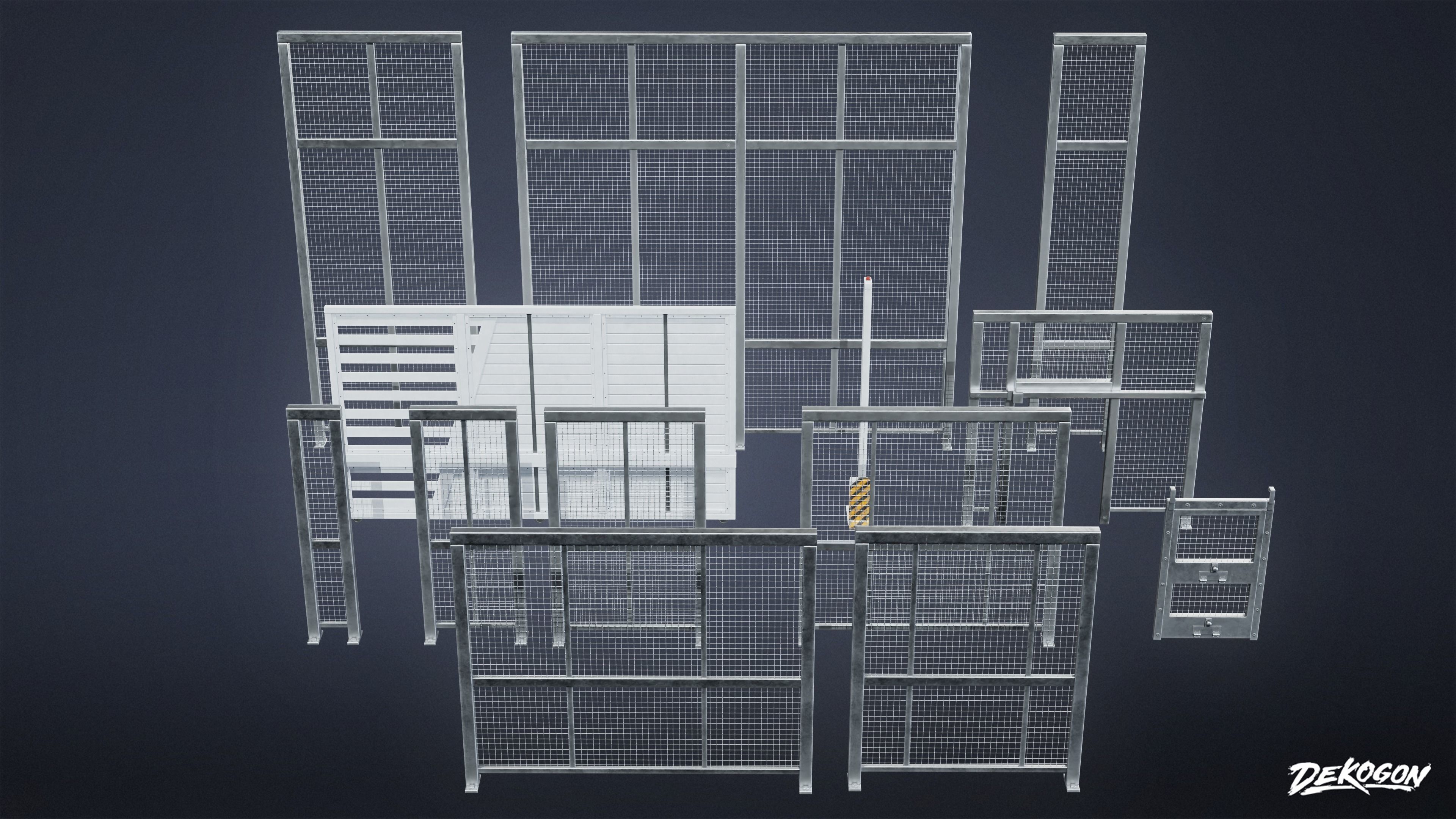 INDUSTRIAL - Fence Set 01 - LOW POLY Low-poly 3D model_8