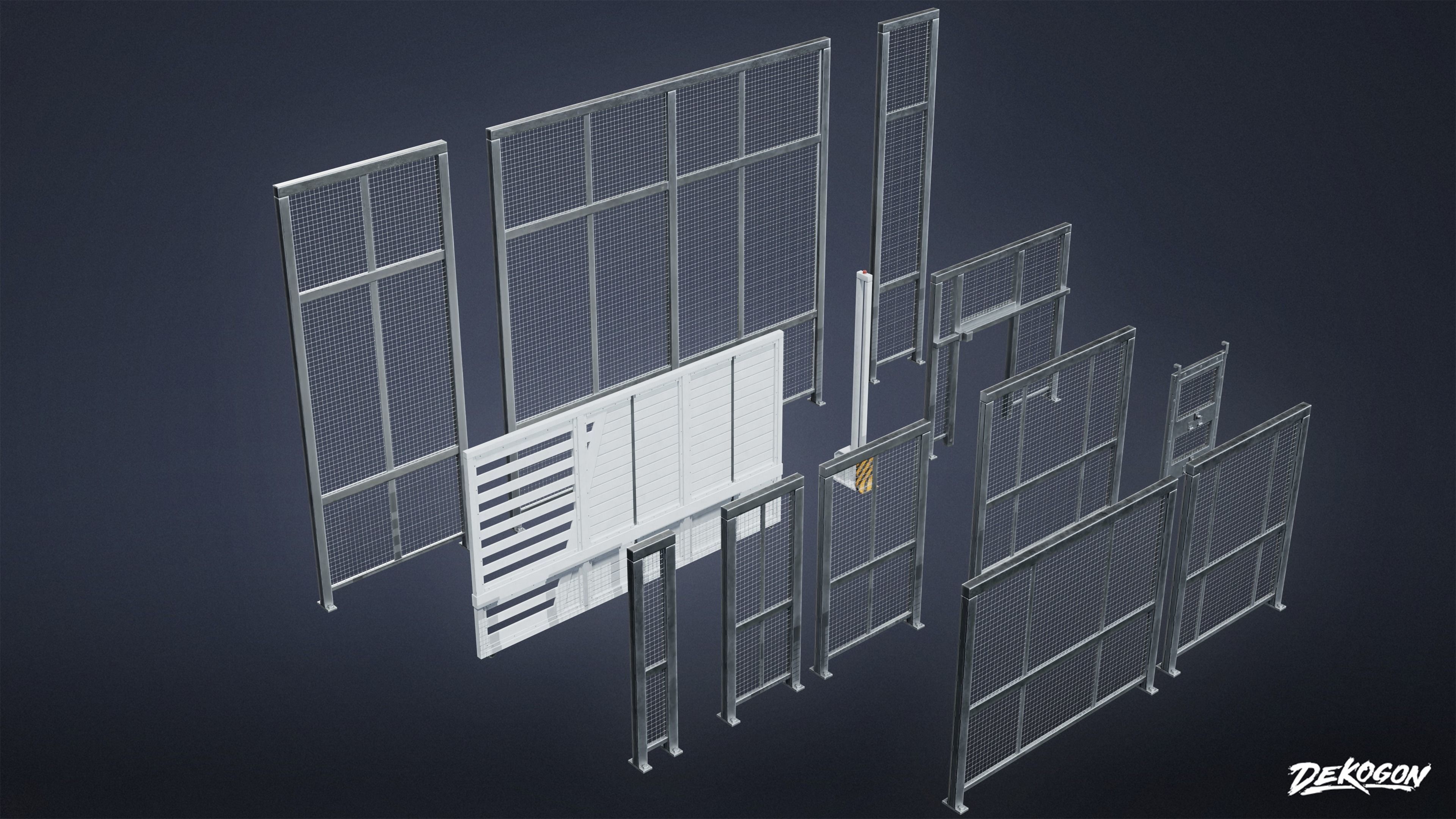 INDUSTRIAL - Fence Set 01 - LOW POLY Low-poly 3D model_10