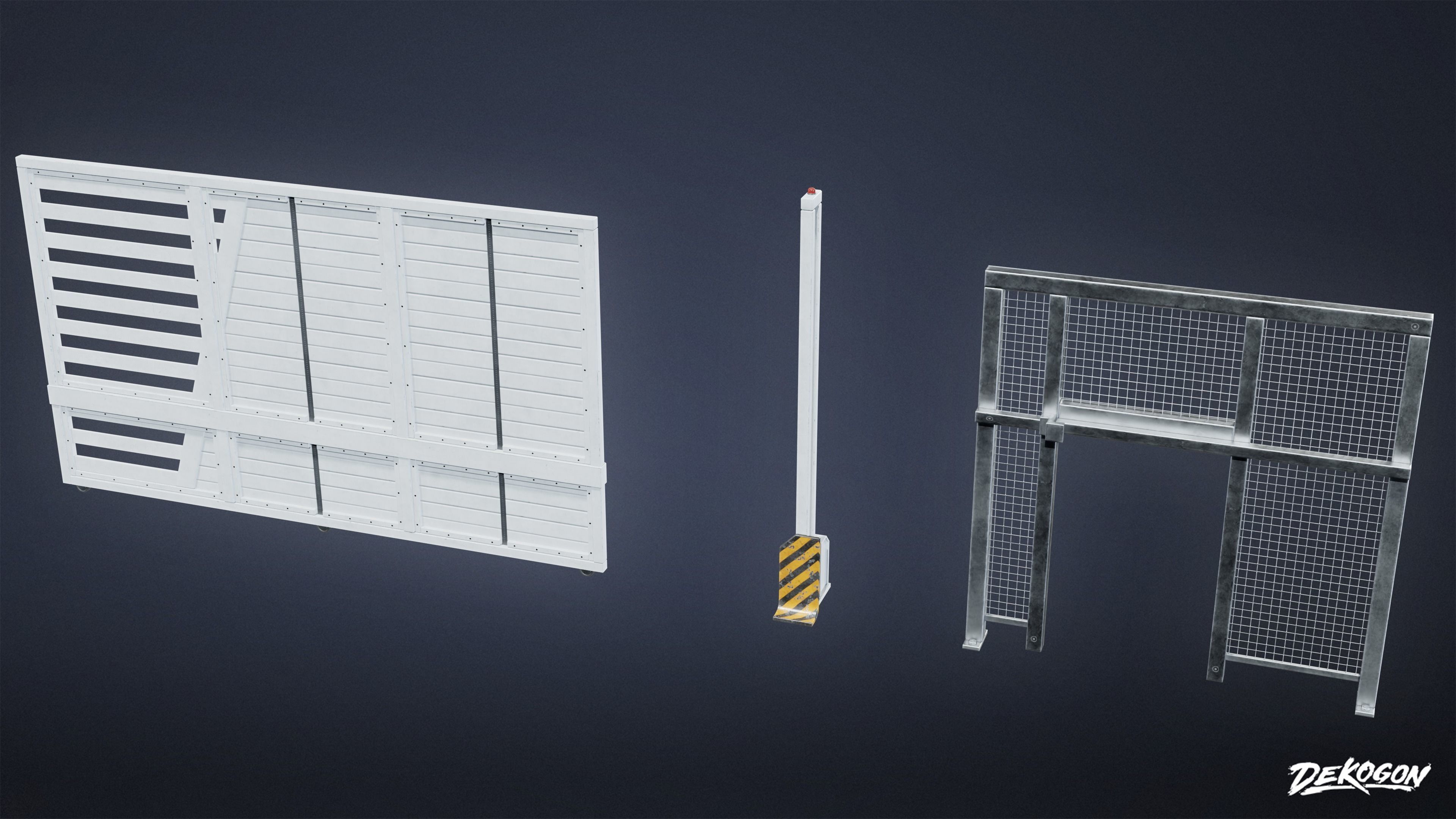 INDUSTRIAL - Fence Set 01 - LOW POLY Low-poly 3D model_13