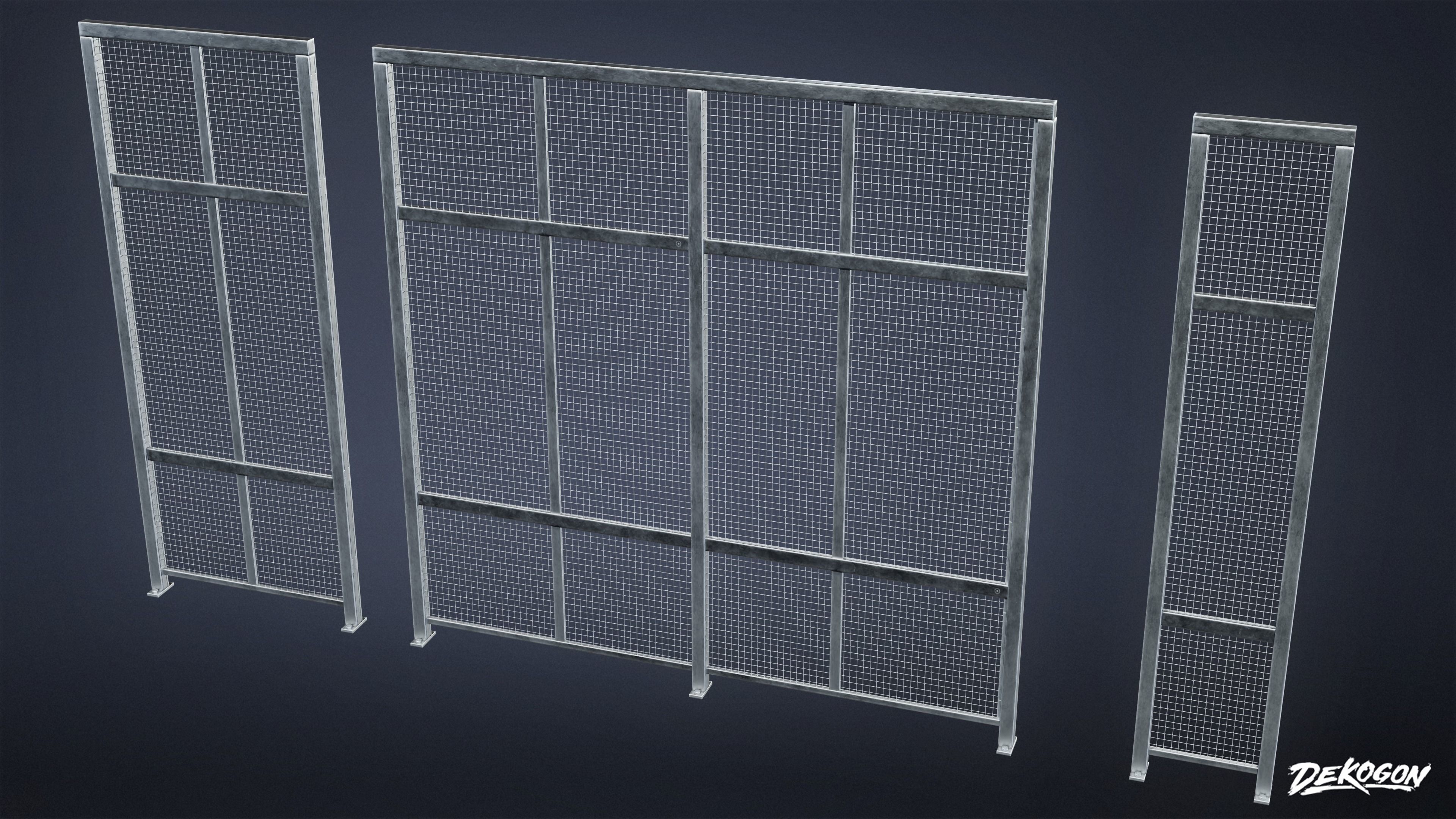INDUSTRIAL - Fence Set 01 - LOW POLY Low-poly 3D model_16