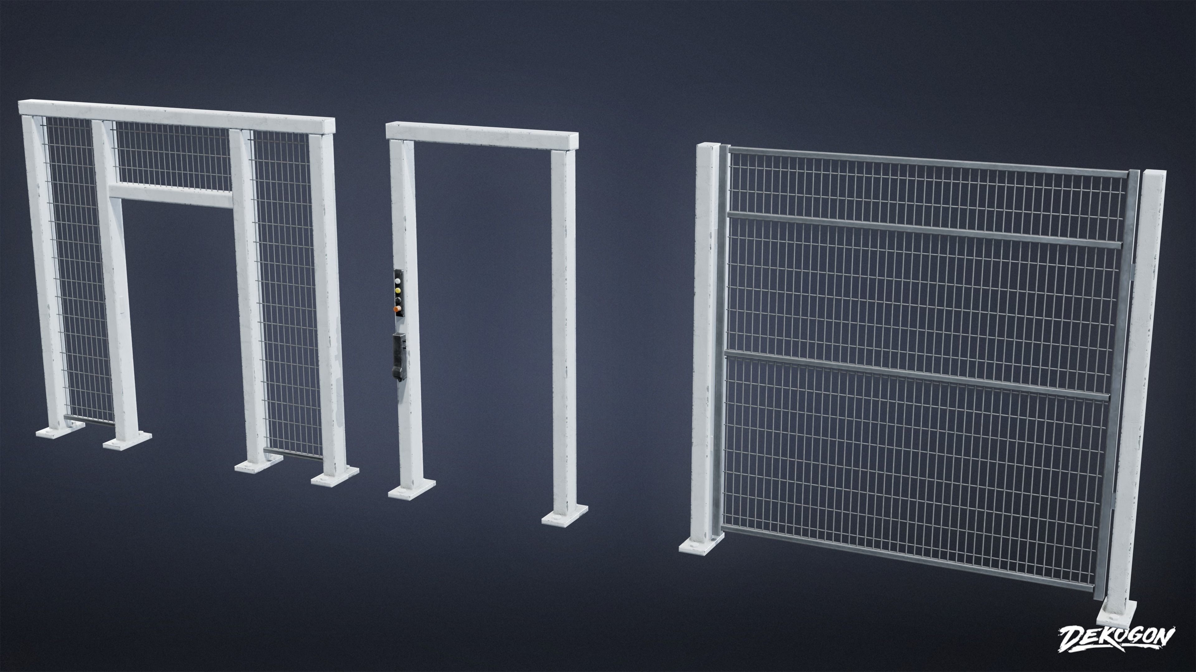 INDUSTRIAL - Fence Set 01 - LOW POLY Low-poly 3D model_5