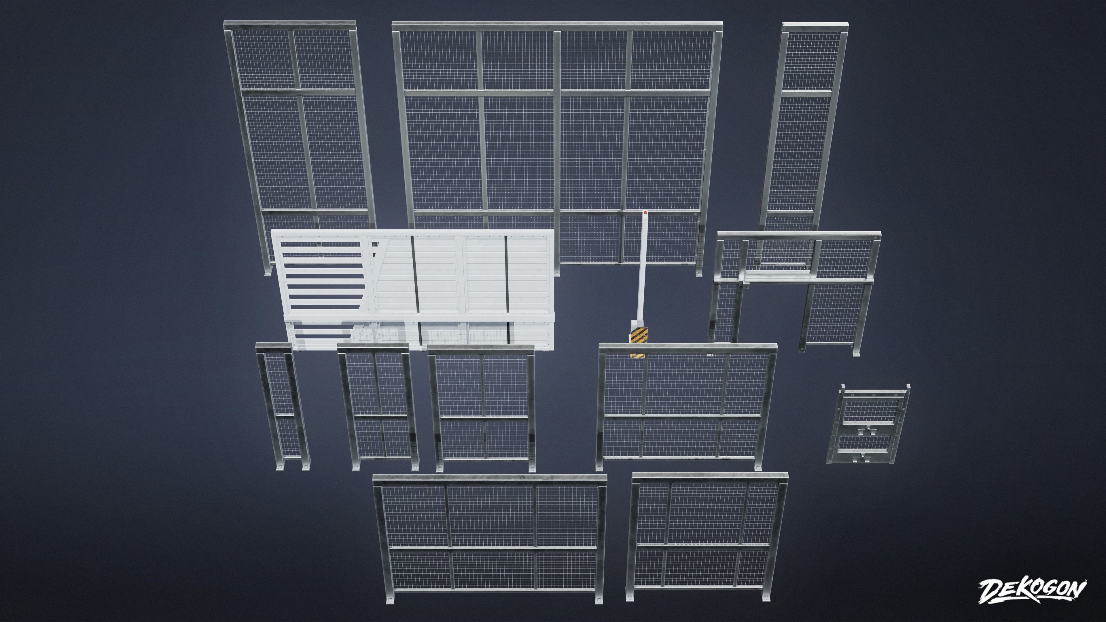 INDUSTRIAL - Fence Set 01 - LOW POLY Low-poly 3D model_9