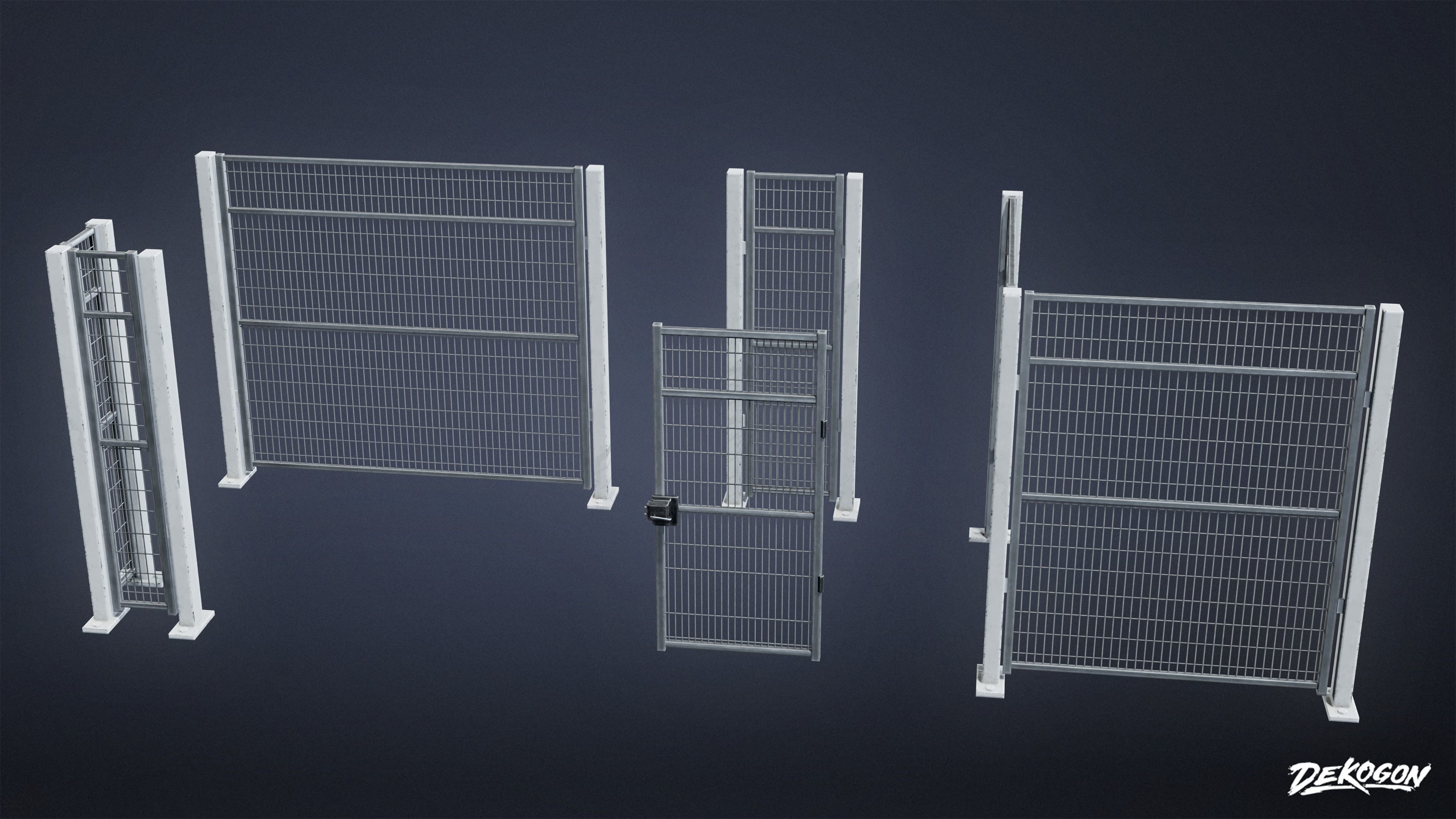 INDUSTRIAL - Fence Set 01 - LOW POLY Low-poly 3D model_7