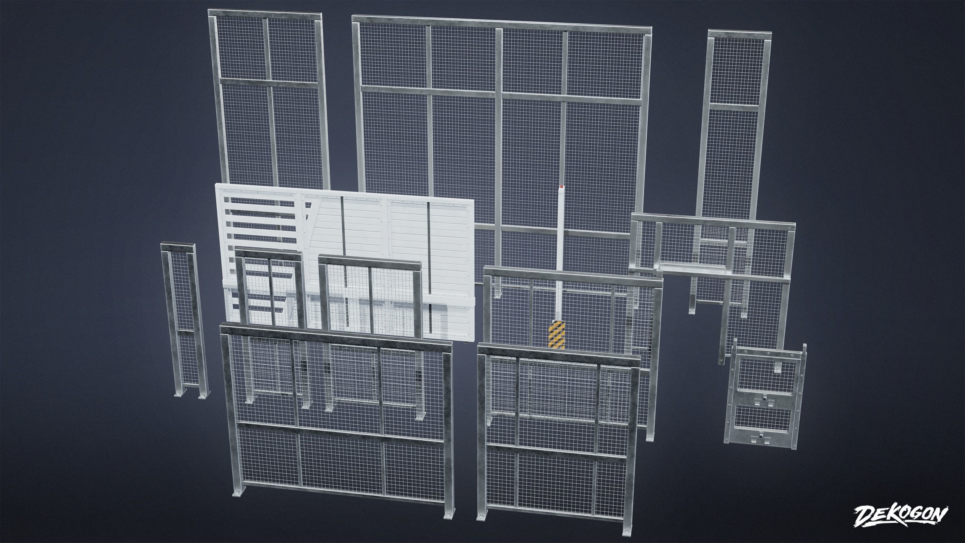 INDUSTRIAL - Fence Set 01 - LOW POLY Low-poly 3D model_11