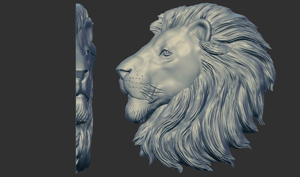3D Lion Head Relief Printable Model cnc 3D print model_2