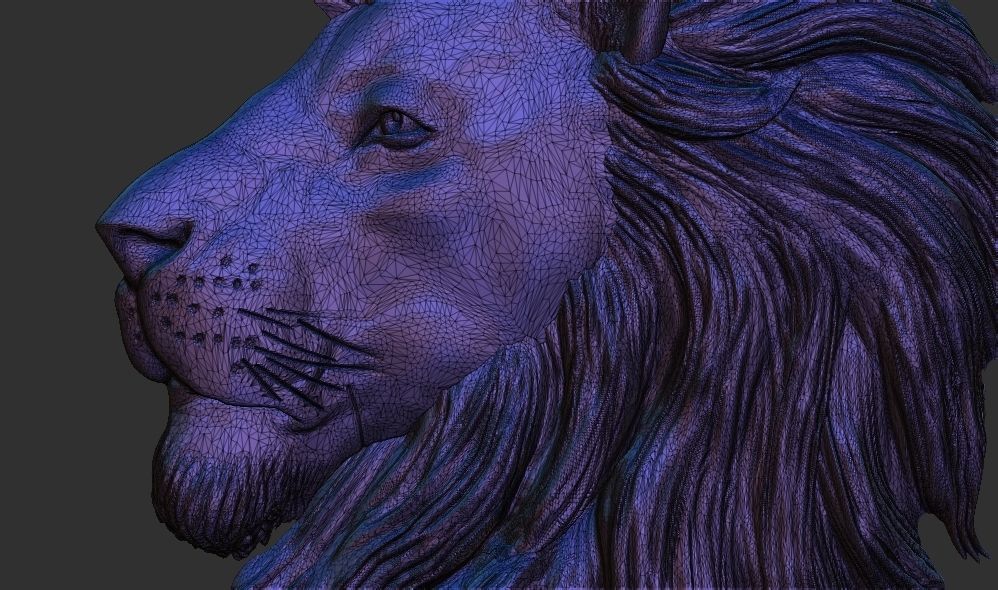 3D Lion Head Relief Printable Model cnc 3D print model_6