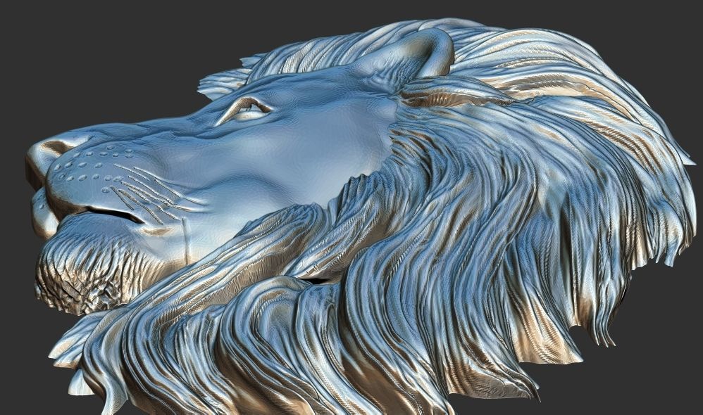 3D Lion Head Relief Printable Model cnc 3D print model_3