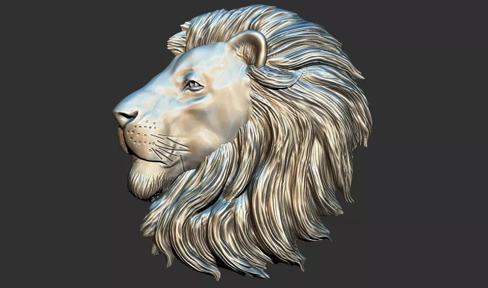 3D Lion Head Relief Printable Model cnc 3D print model_0