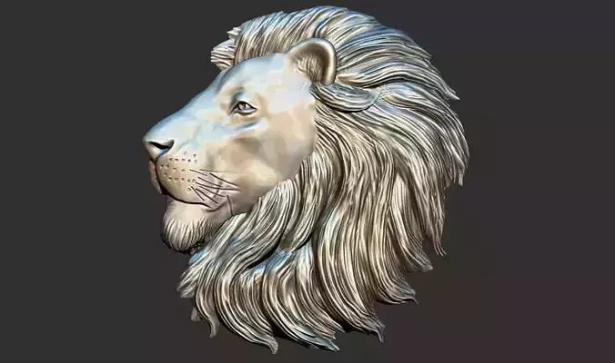 3D Lion Head Relief Printable Model cnc 3D print model