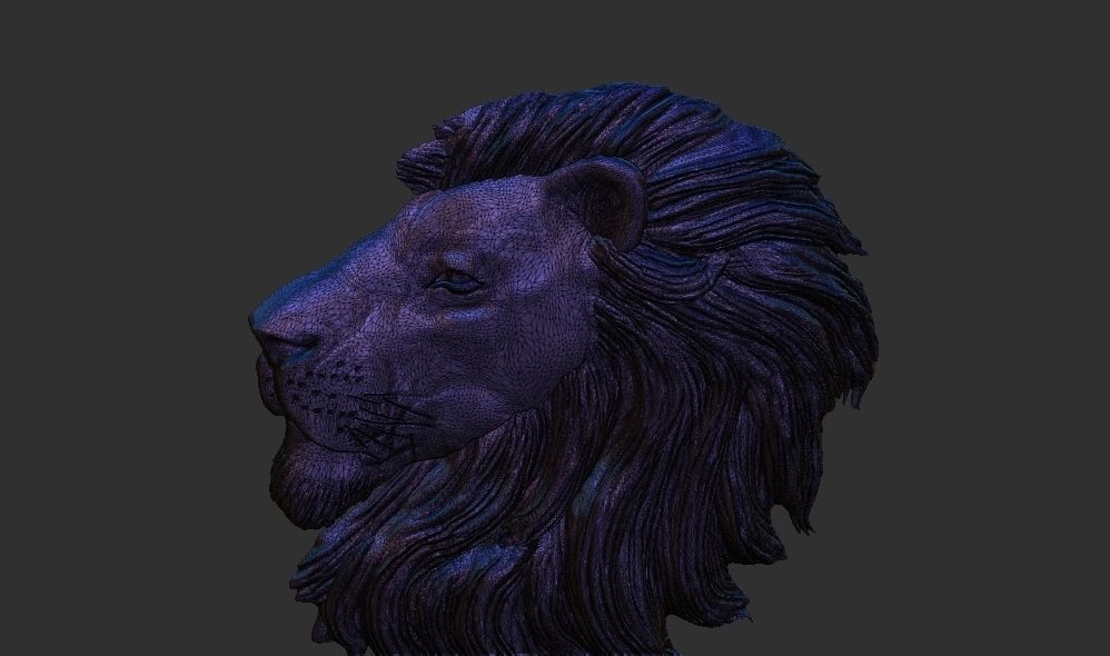 3D Lion Head Relief Printable Model cnc 3D print model_7