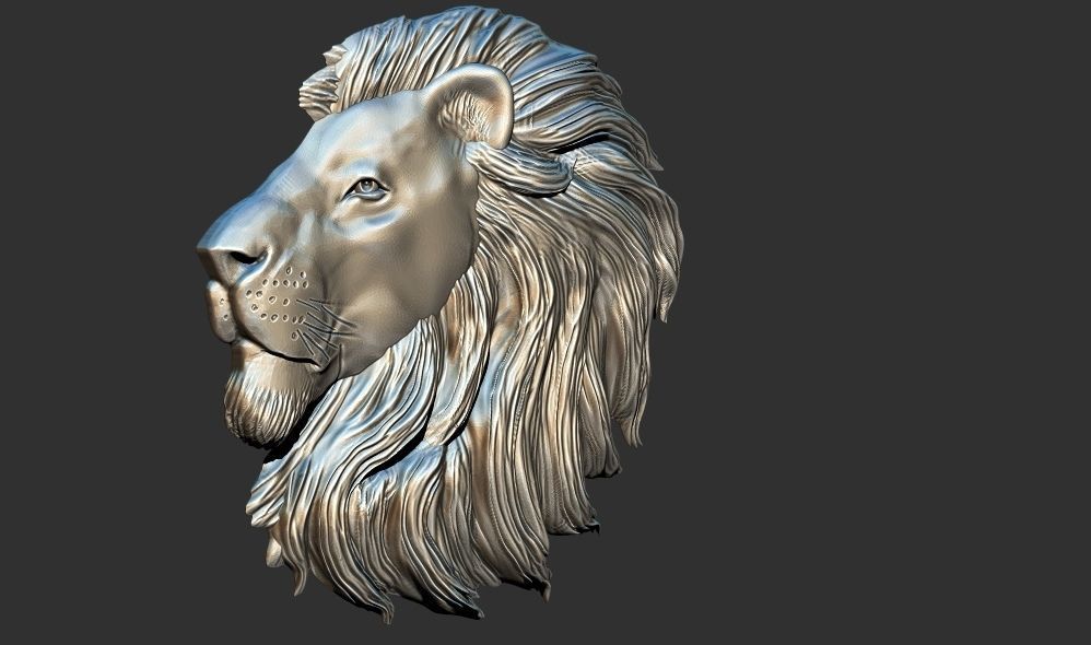 3D Lion Head Relief Printable Model cnc 3D print model_1
