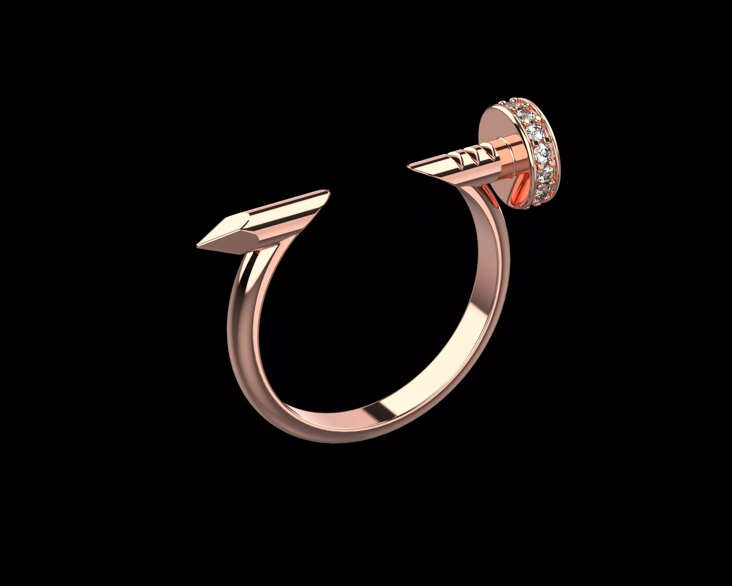 Nail Ring In The Finger with gems 18 Size N104 3D print model