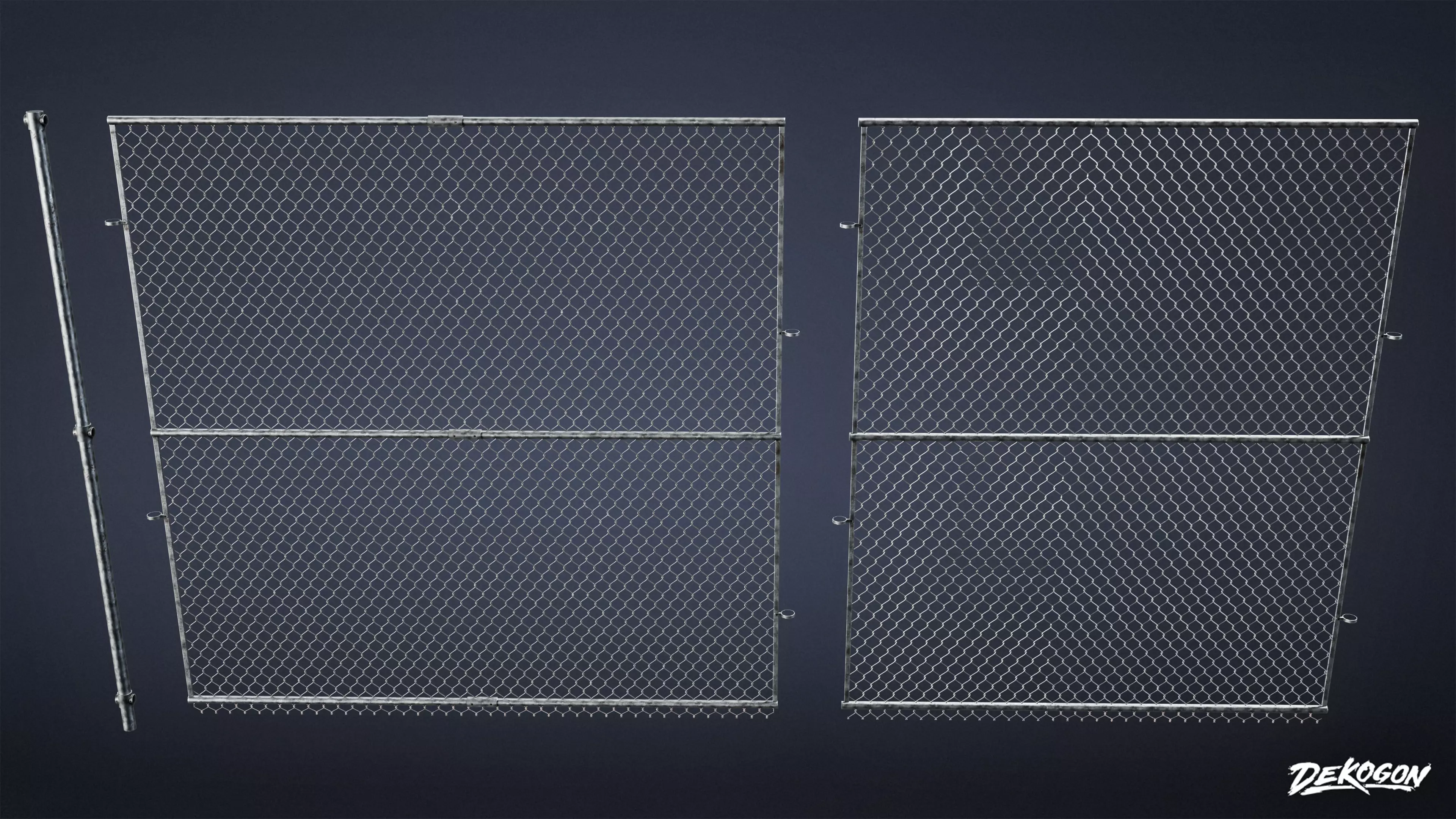 INDUSTRIAL - Fence Set 02 - LOW POLY Low-poly 3D model