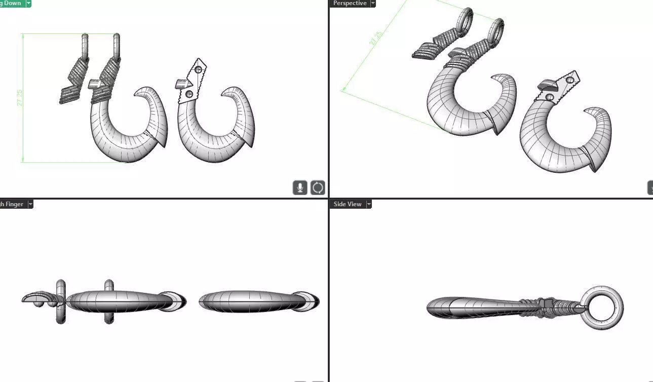 Hawaiian fish hook pendant 3D print model_0