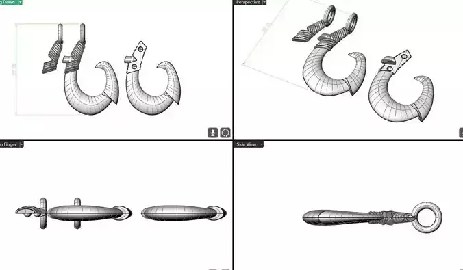 Hawaiian fish hook pendant 3D print model
