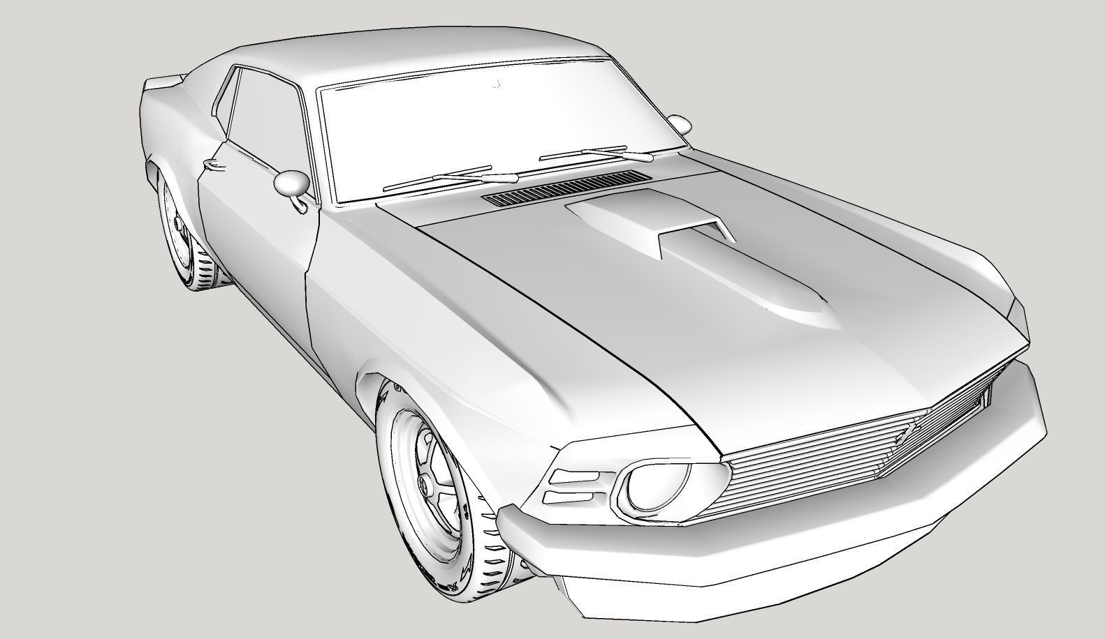 Mustang 1970 Low Poly 3D model_11