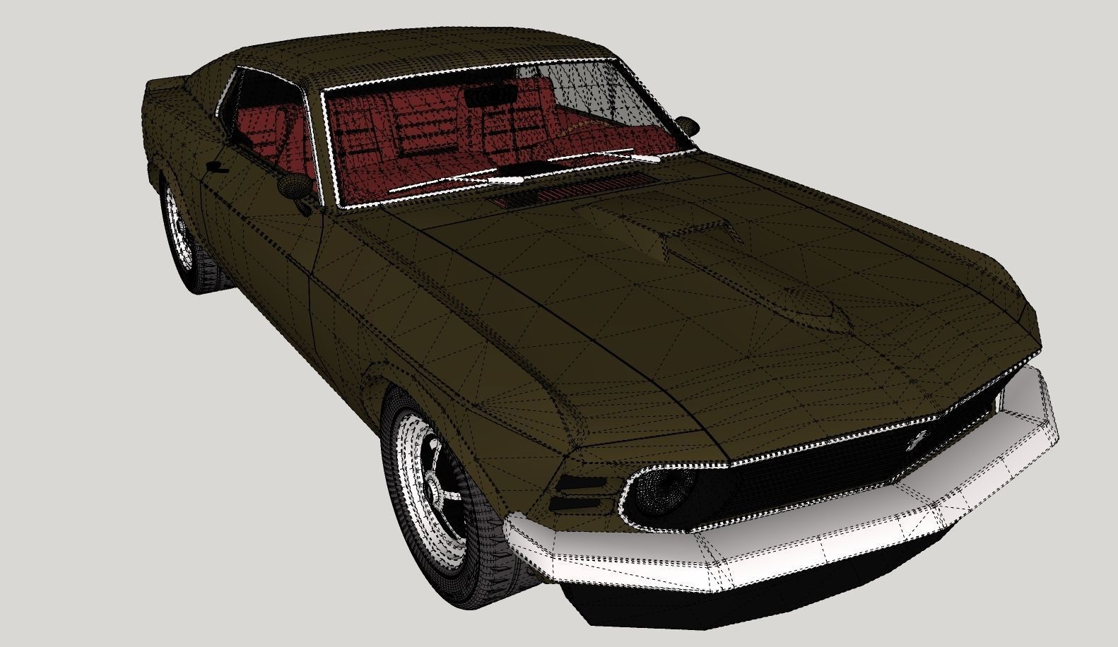 Mustang 1970 Low Poly 3D model_8