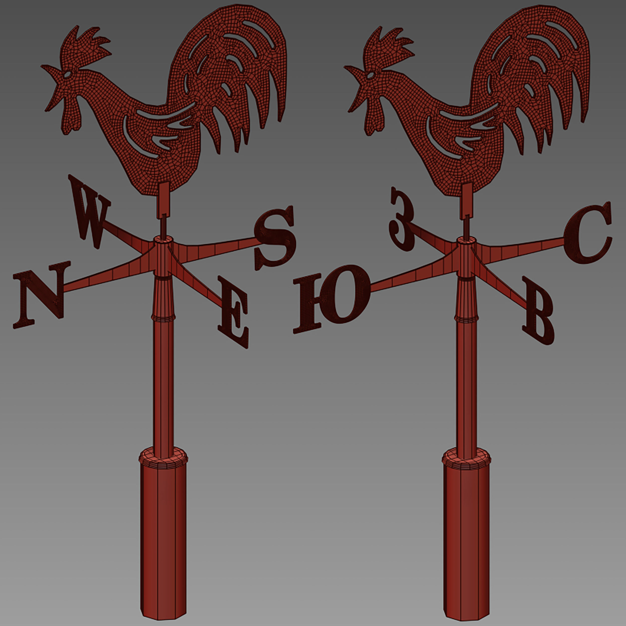 Weathervane Rooster 3D model_13
