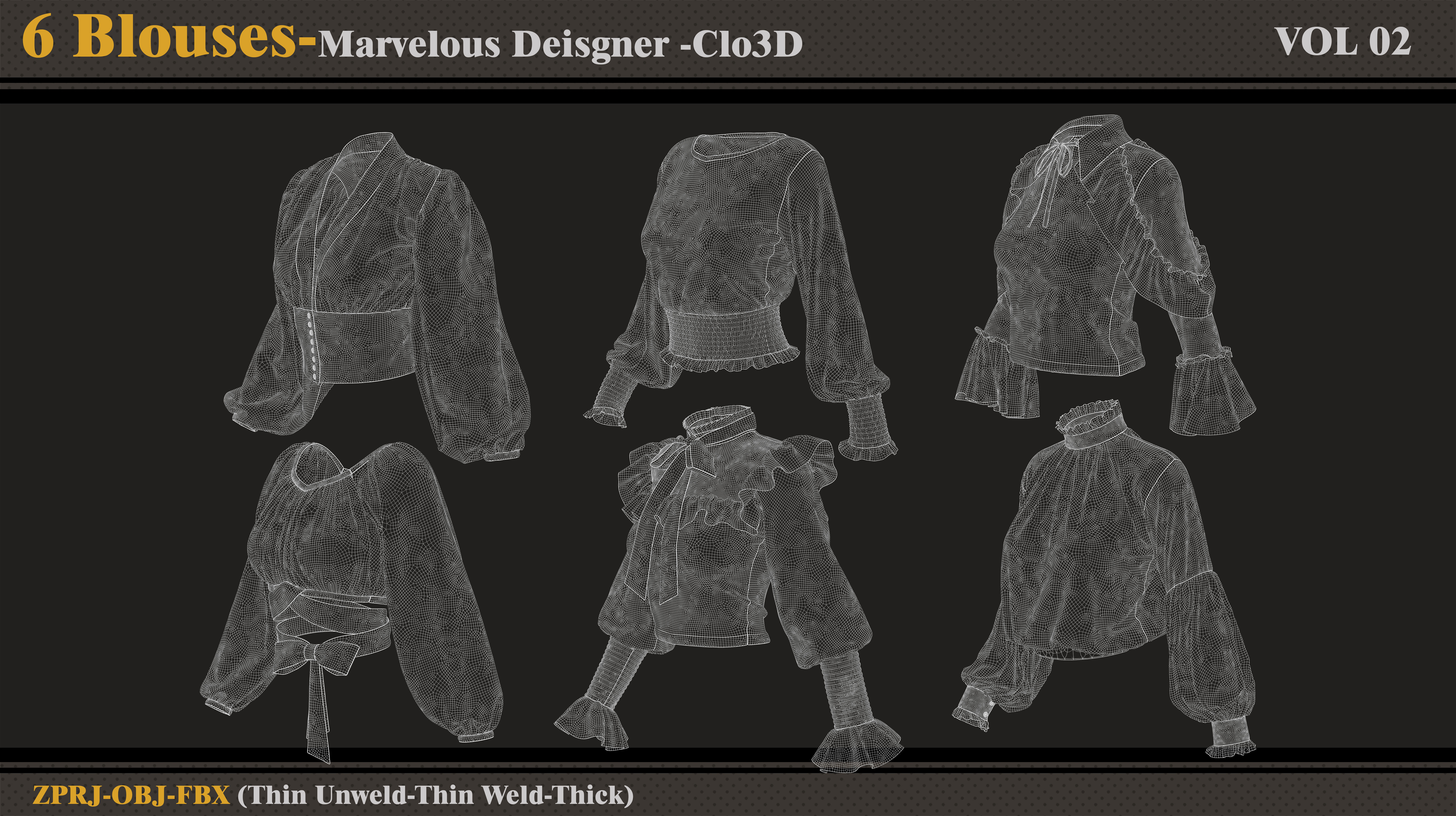 6 Blouses -MD-Clo3D -ZPRJ- FBX-OBJ 3D model_7