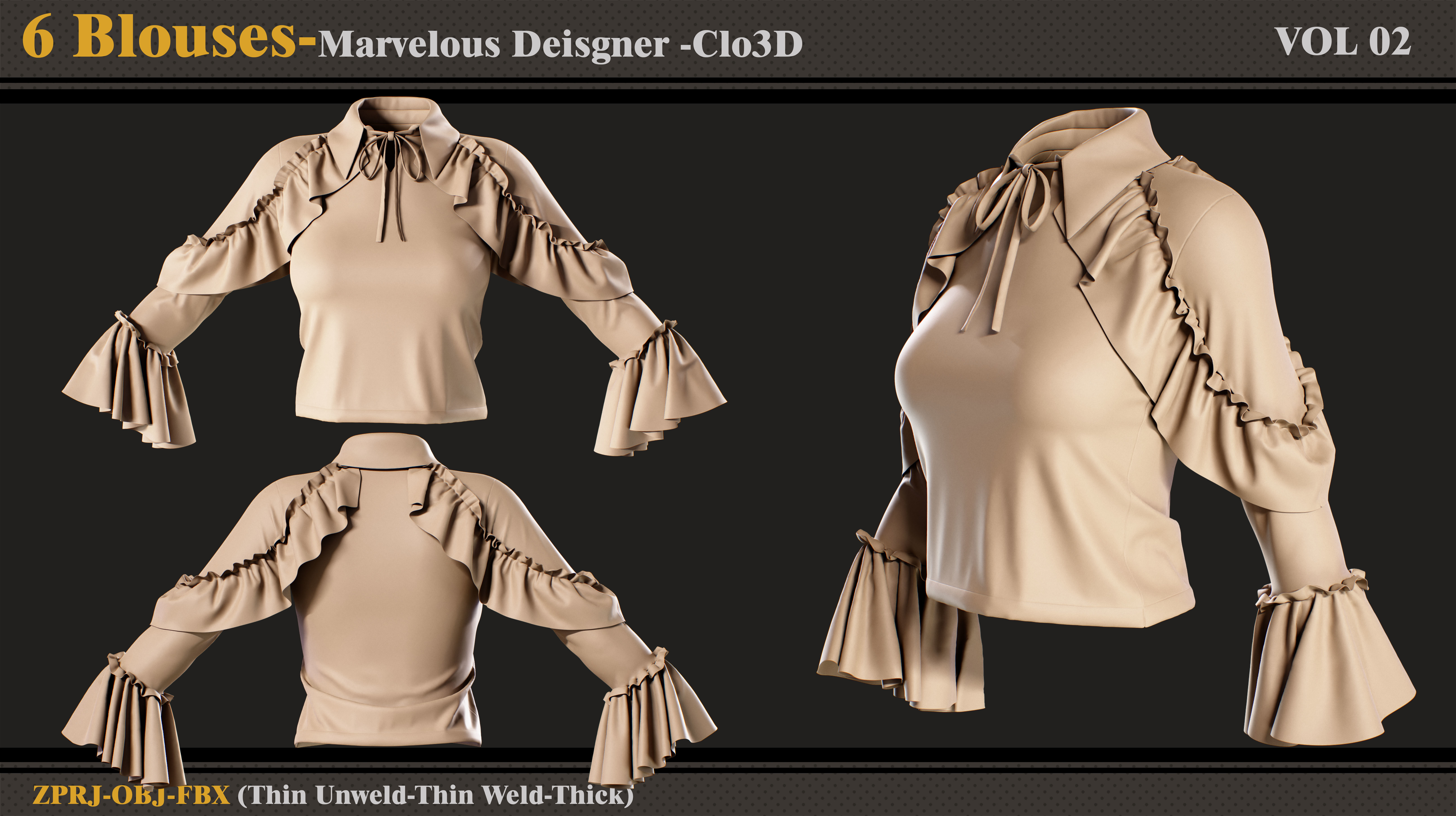 6 Blouses -MD-Clo3D -ZPRJ- FBX-OBJ 3D model_6