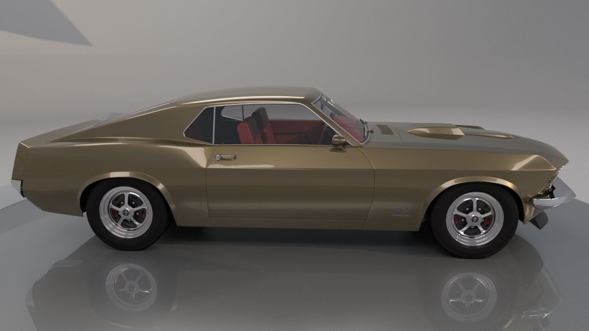 Mustang 1970 High Poly and Low Poly 3D model_2