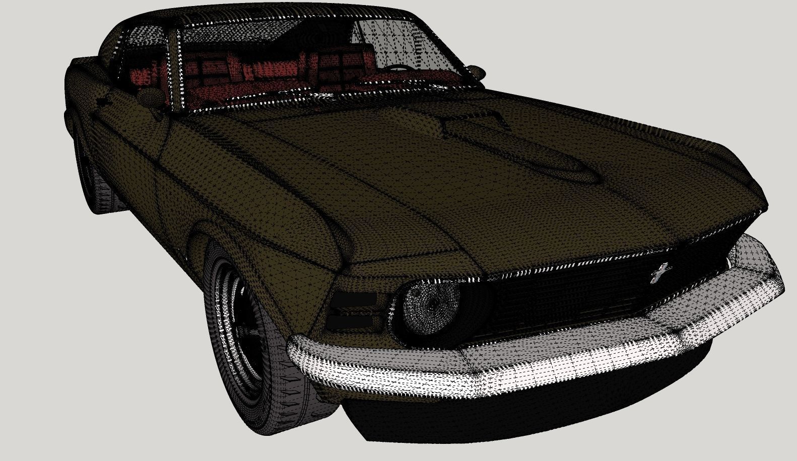 Mustang 1970 High Poly and Low Poly 3D model_20