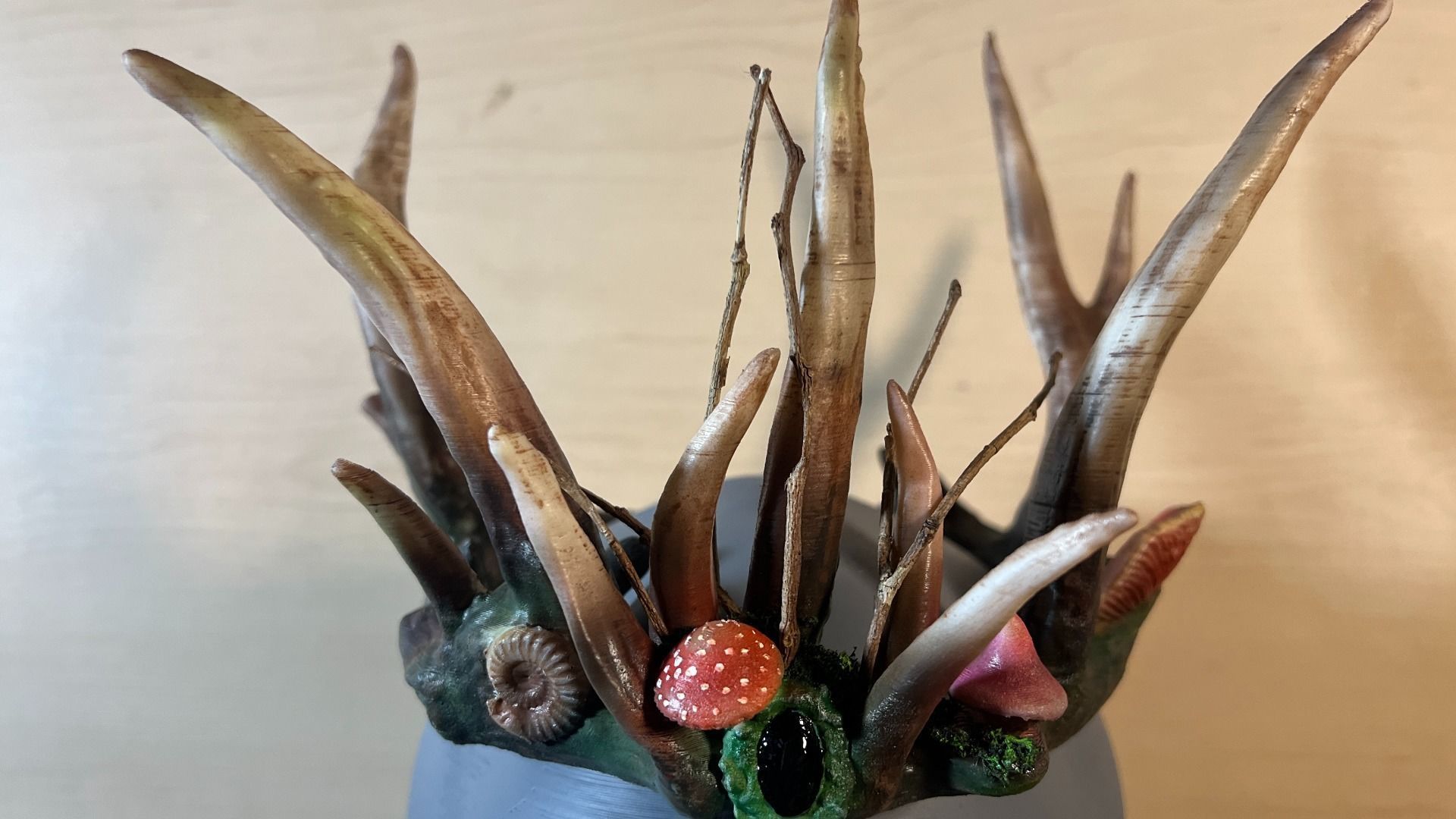 Enchanting Nature Crown with Mushrooms 3D print model_2