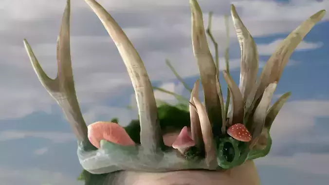 Enchanting Nature Crown with Mushrooms 3D print model