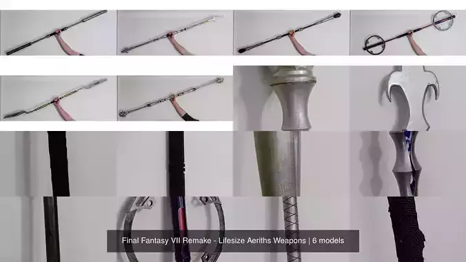 Final Fantasy VII Remake - Lifesize Aeriths Weapons 3D Model Collection