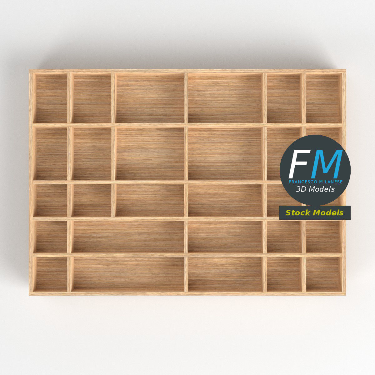 Wall mounted wooden showcase 2 3D model_6