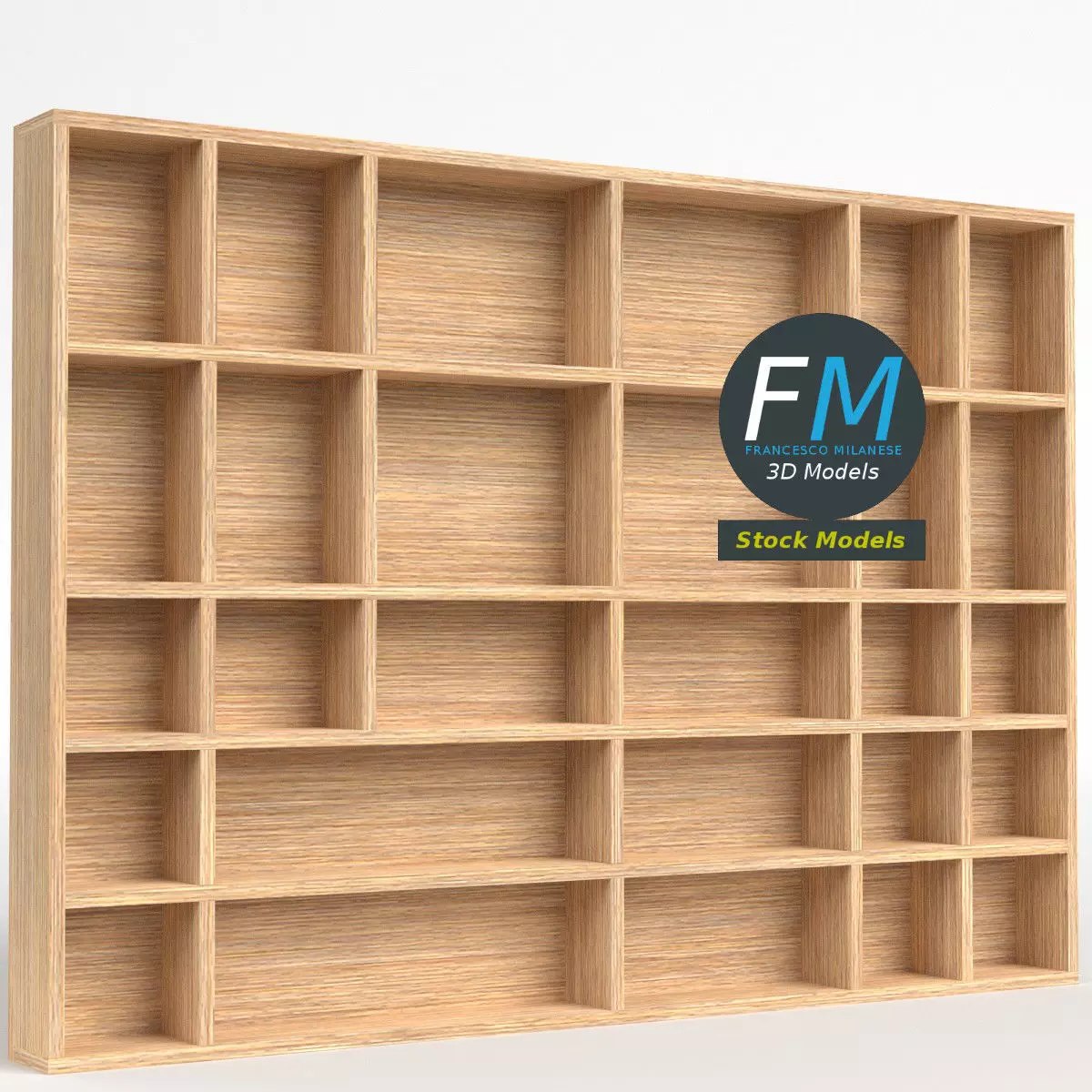 Wall mounted wooden showcase 2 3D model_0