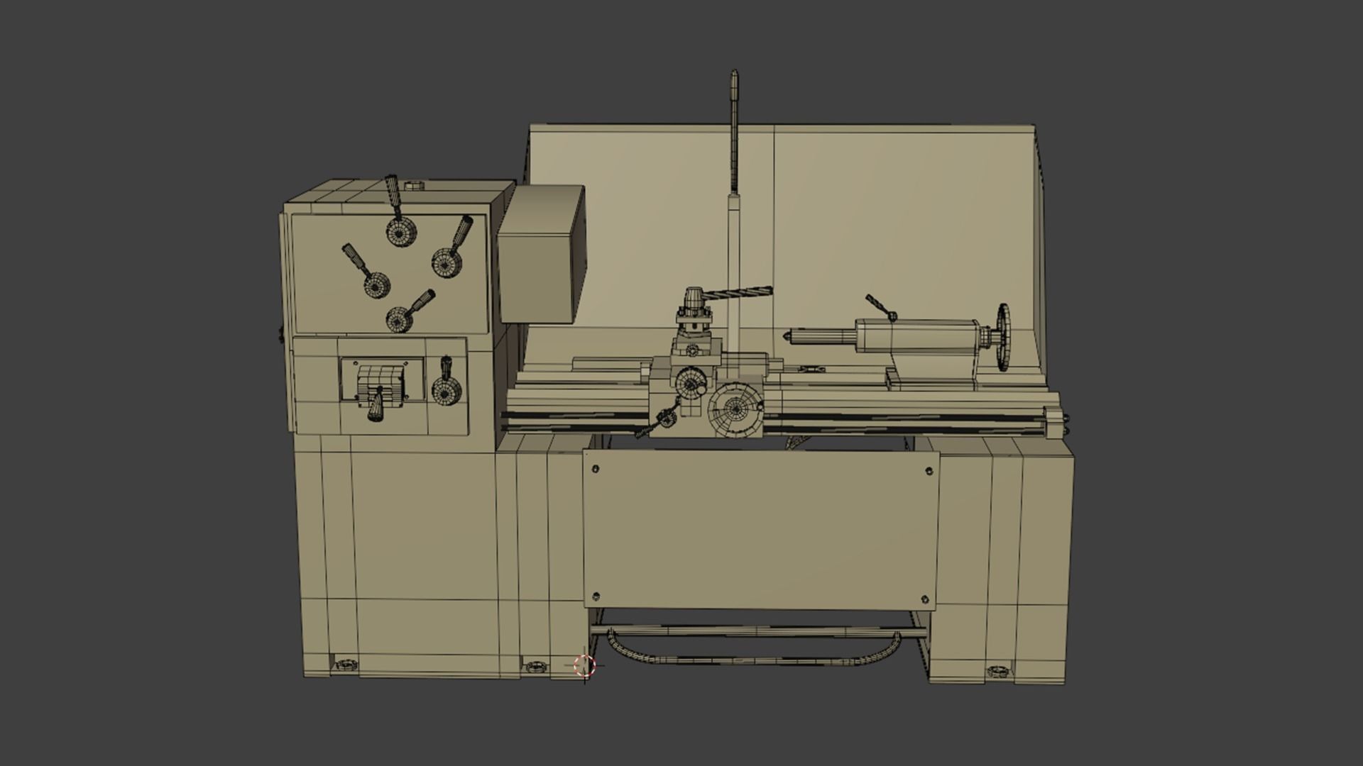 Lathe Machine Low-poly 3D model_5